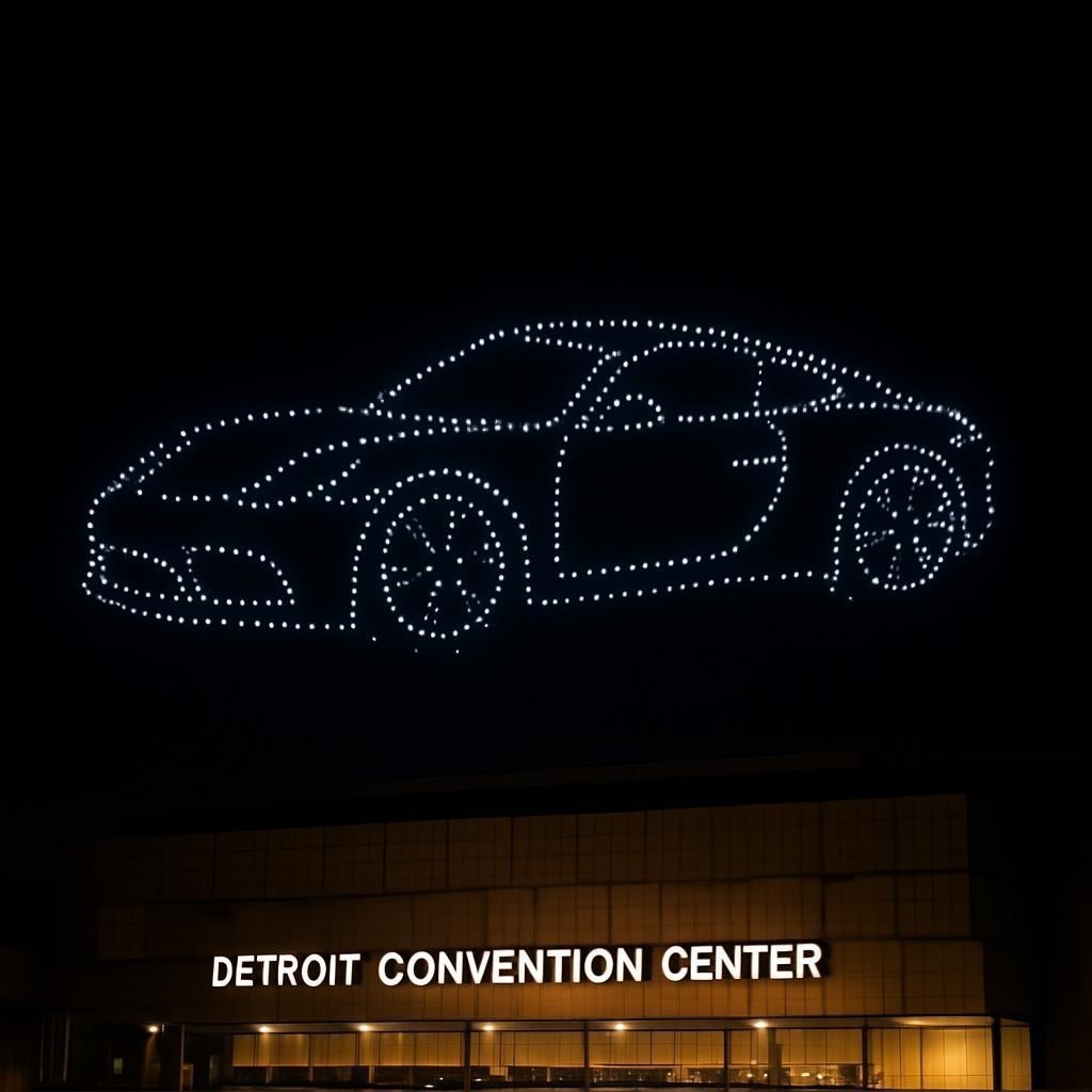 Glyphix drone light show at Detroit Auto Show