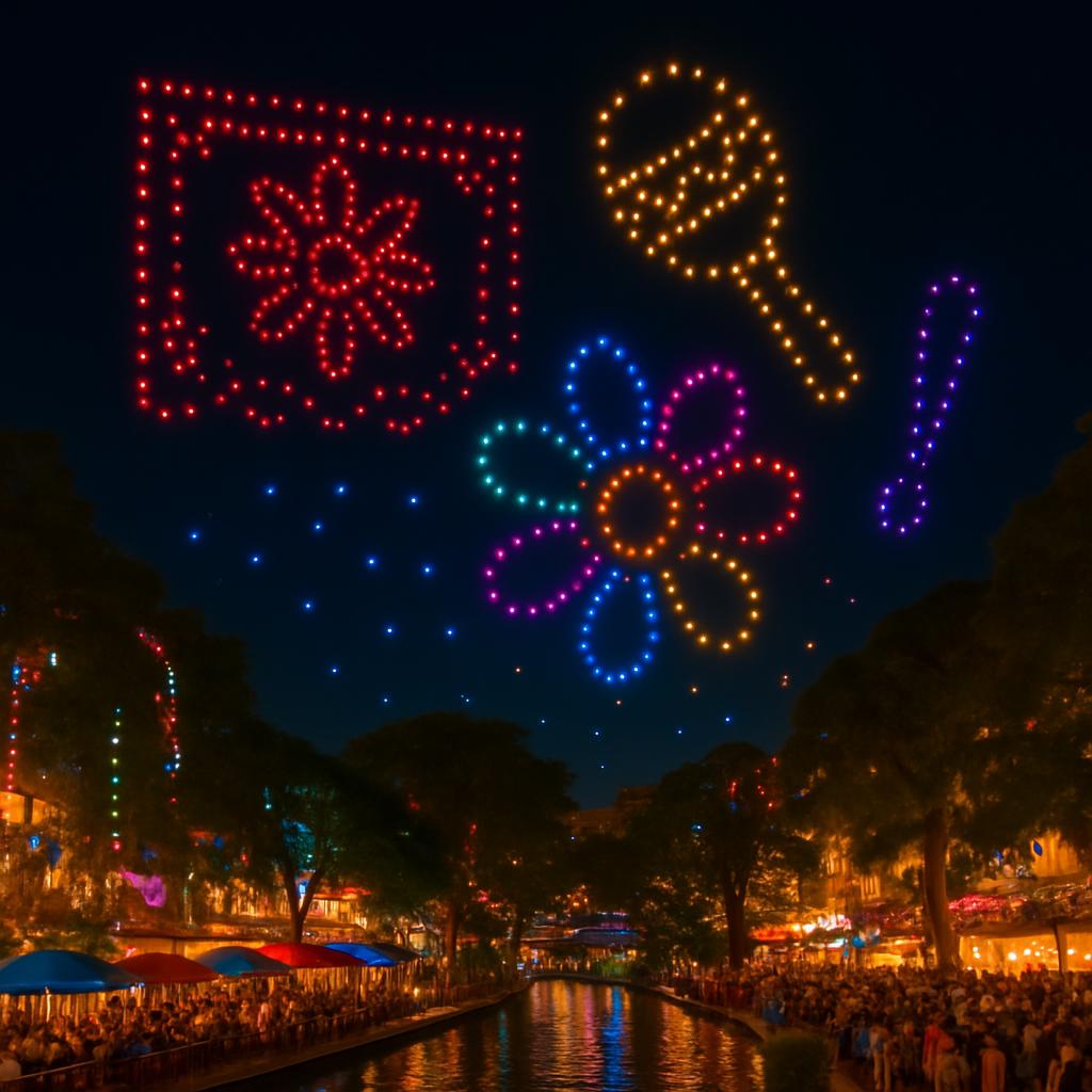Glyphix drone light show at Fiesta San Antonio