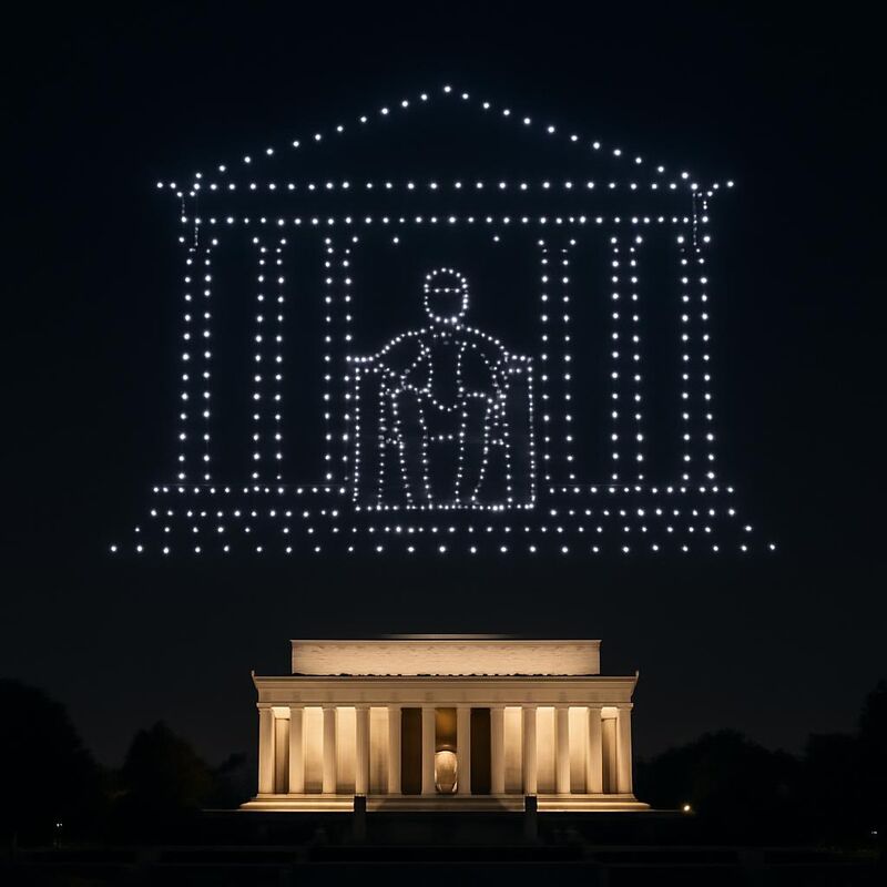 Glyphix drone light show over Lincoln Memorial