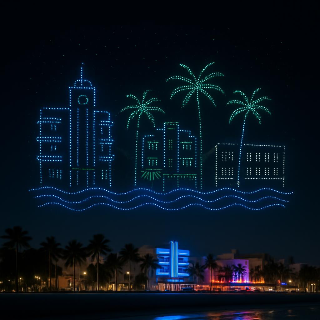 Glyphix drone light show over South Beach