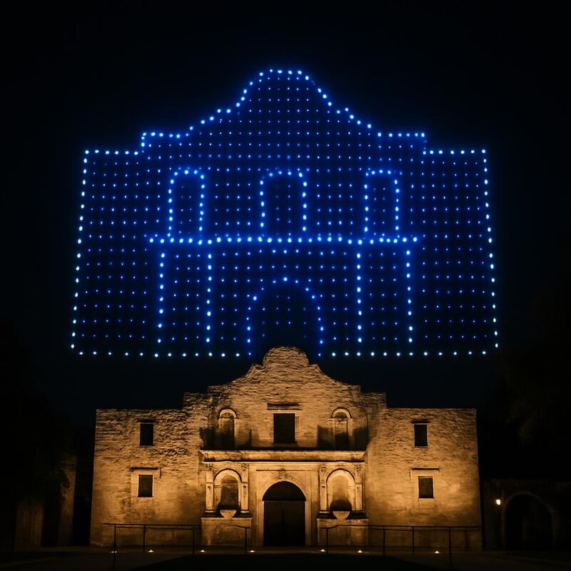 Glyphix drone light show over The Alamo