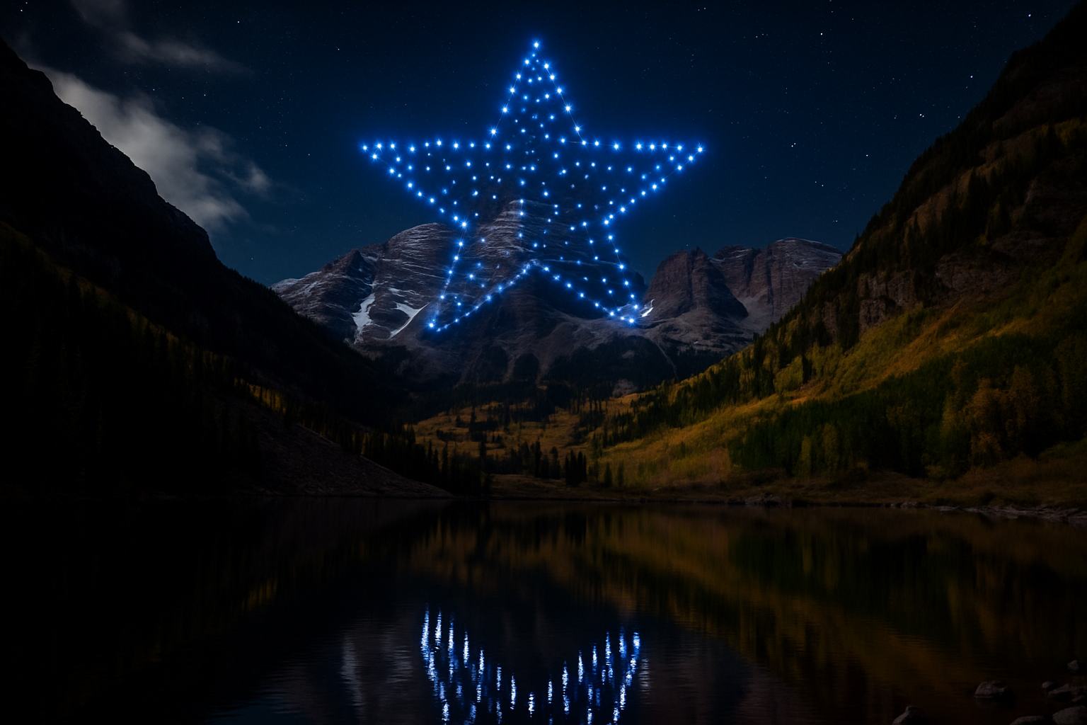 Glyphix drone light show over Maroon Bells